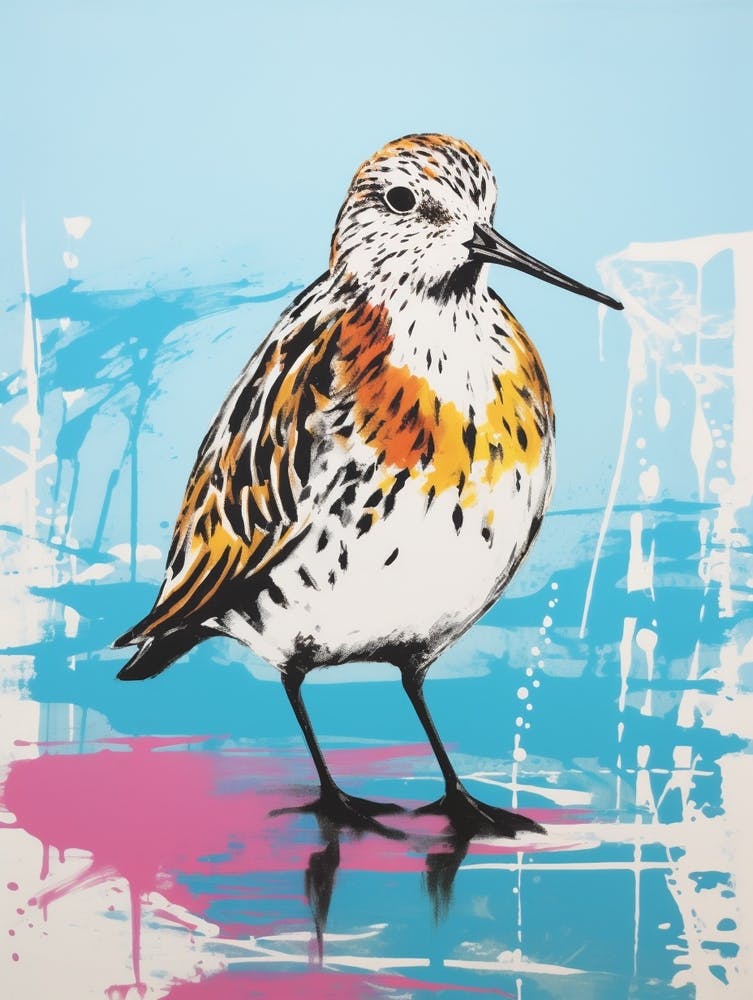 Andy Warhol Stil Vogel Alpenstrandläufer 1