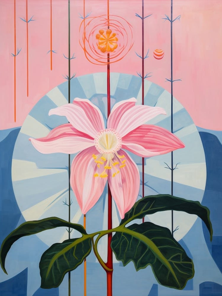 Monkey Orchid 2 Hilma Af Klint Inspired Pastel Flower Painting