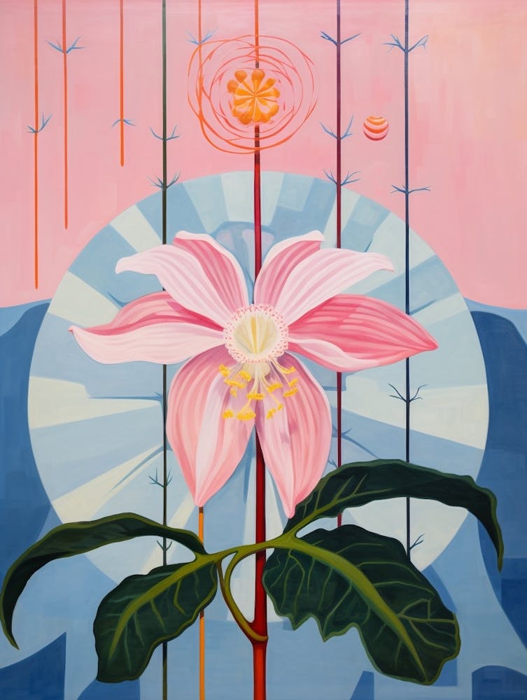 Monkey Orchid 2 Hilma Af Klint Inspired Pastel Flower Painting