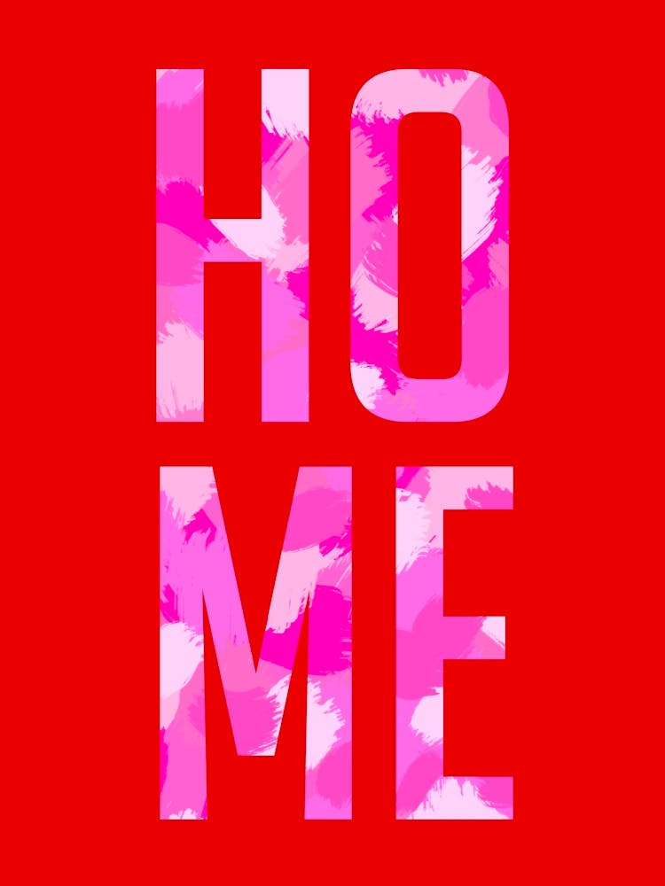 Home Word Art Pink on Red
