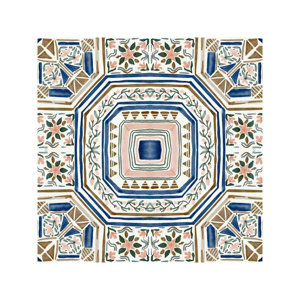 Marokkanische Fliese, Orientalische Kunst, Nordafrikanische Ethnische Deko in Blau und Orange 5 1