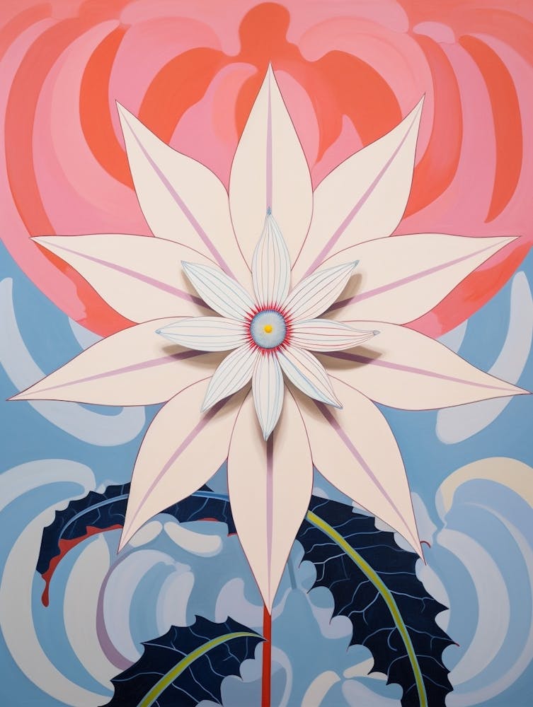 Edelweiss 3 Hilma Af Klint Inspired Pastel Flower Painting