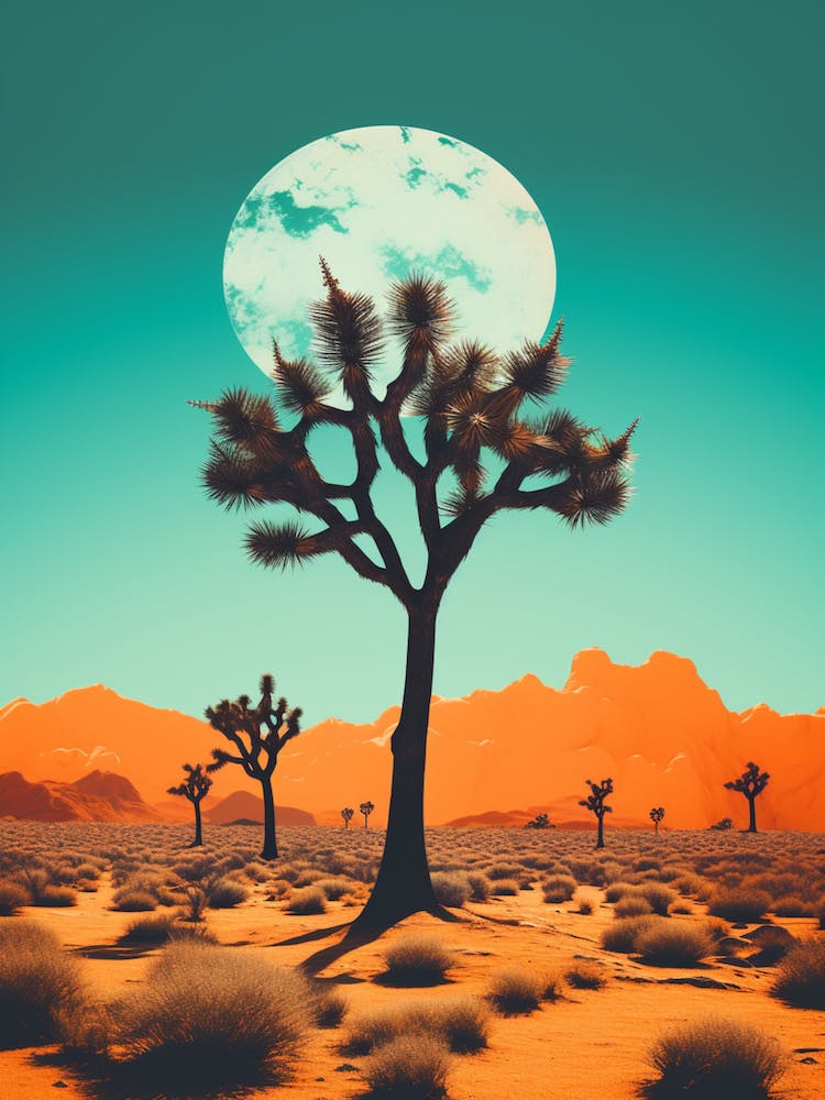 Joshua Tree In Desert In Gold And Black (1)