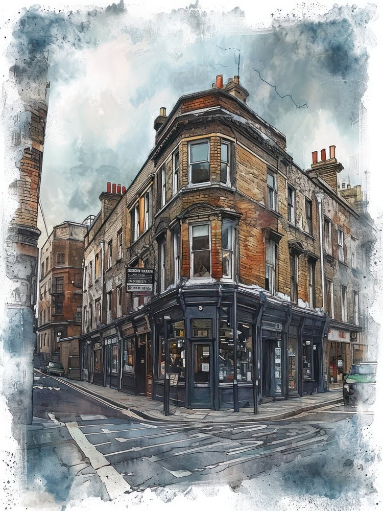 Tower Hamlets London Borough   Street Watercolour 3