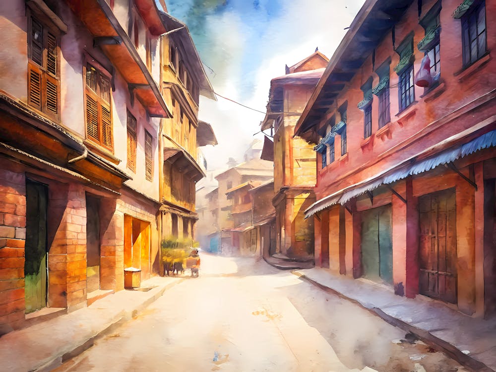 Kathmandu Nepal A Vintage Illustration