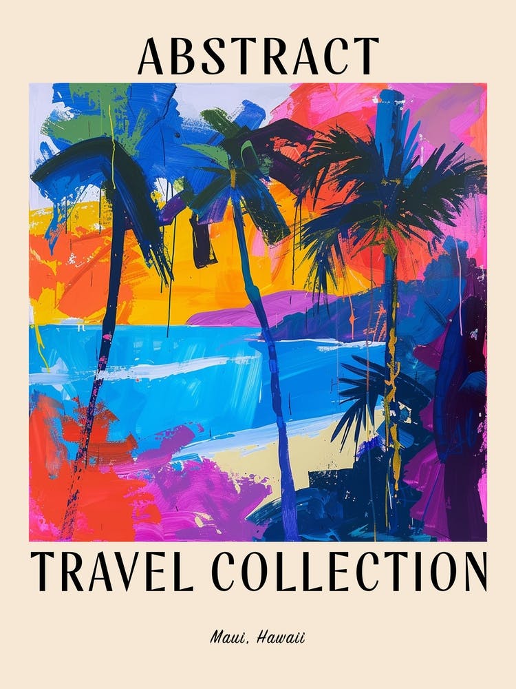 Abstract Travel Collection Poster Maui Usa 3