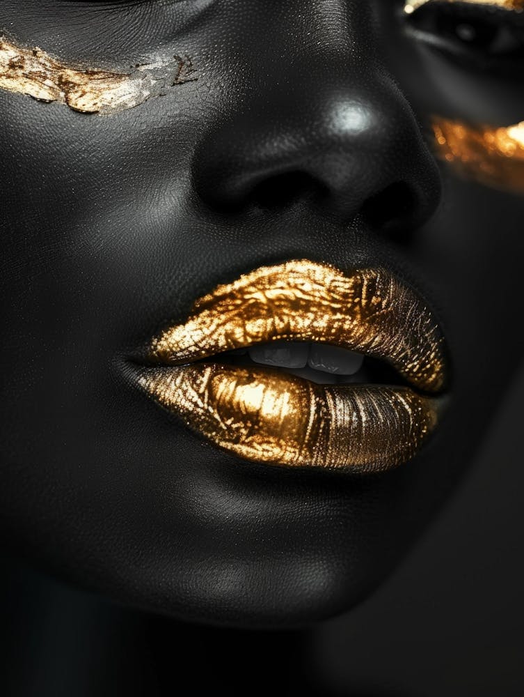 Black Woman With Gold Lips 2