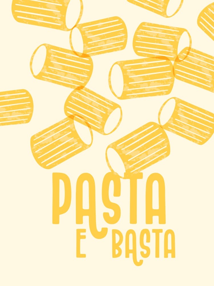 Pasta E Basta Kitchen Poster Print, Italian Food Art, Spaghetti Lover Gift, Housewarming Gift, Noodles Wall Decor