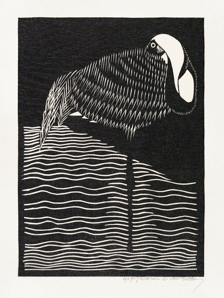 White Necked Crane (1927) , Samuel Jessurun
