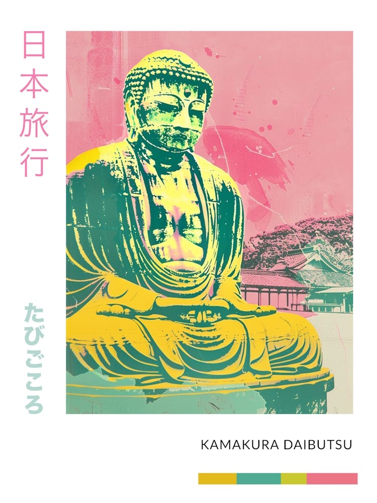 Kamakura Daibutsu Japan Retro Duotone Silkscreen Poster 4