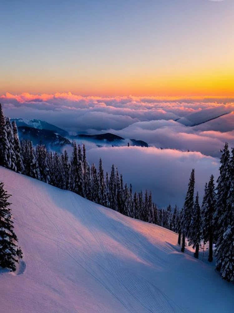 Kronplatz, Italy Sunrise Skiing Poster