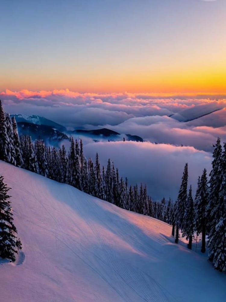 Kronplatz, Italy Sunrise Skiing Poster