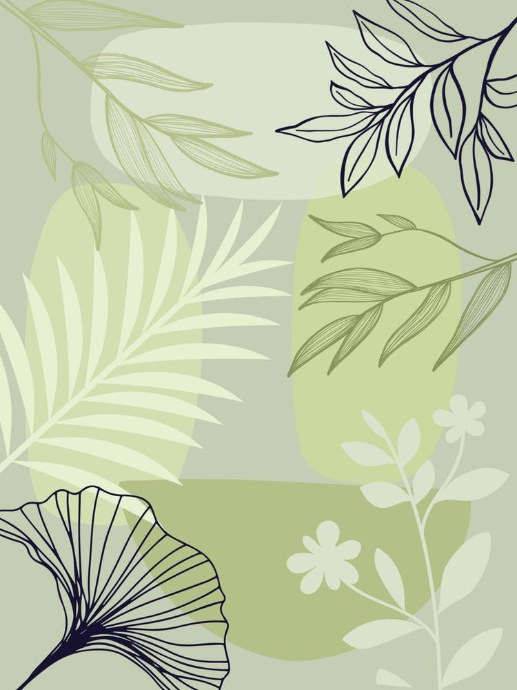 Vector Illustration Of Leaves And Flowers