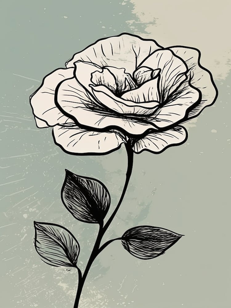 Strichzeichnung Rosen Blumen Illustration Neutral 8