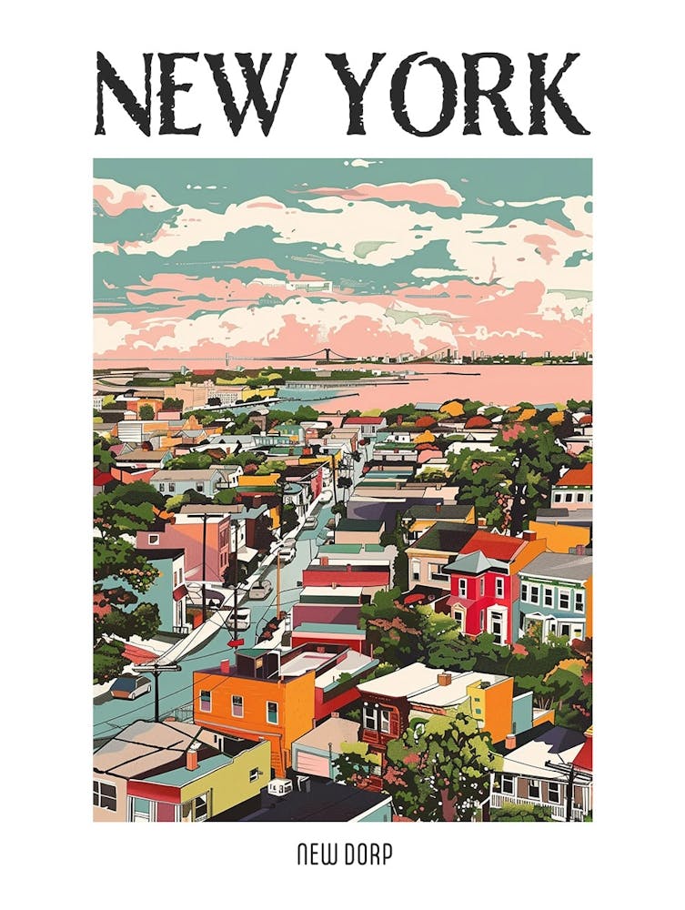 New Dorp New York Colourful Silkscreen Illustration 3 Poster