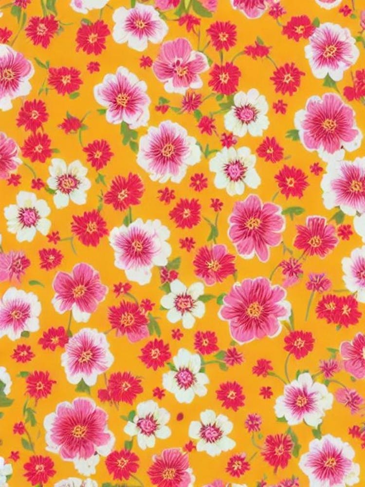 Zinnia Floral Print Retro Pattern 1 Flower