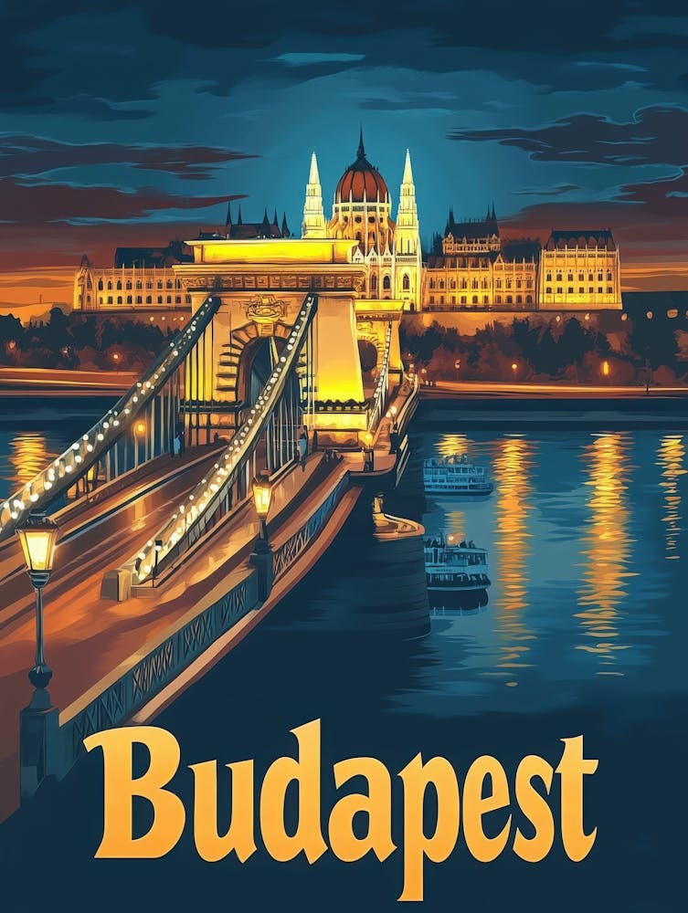 Aihrgdesign A Vintage Travel Poster Of Budapest
