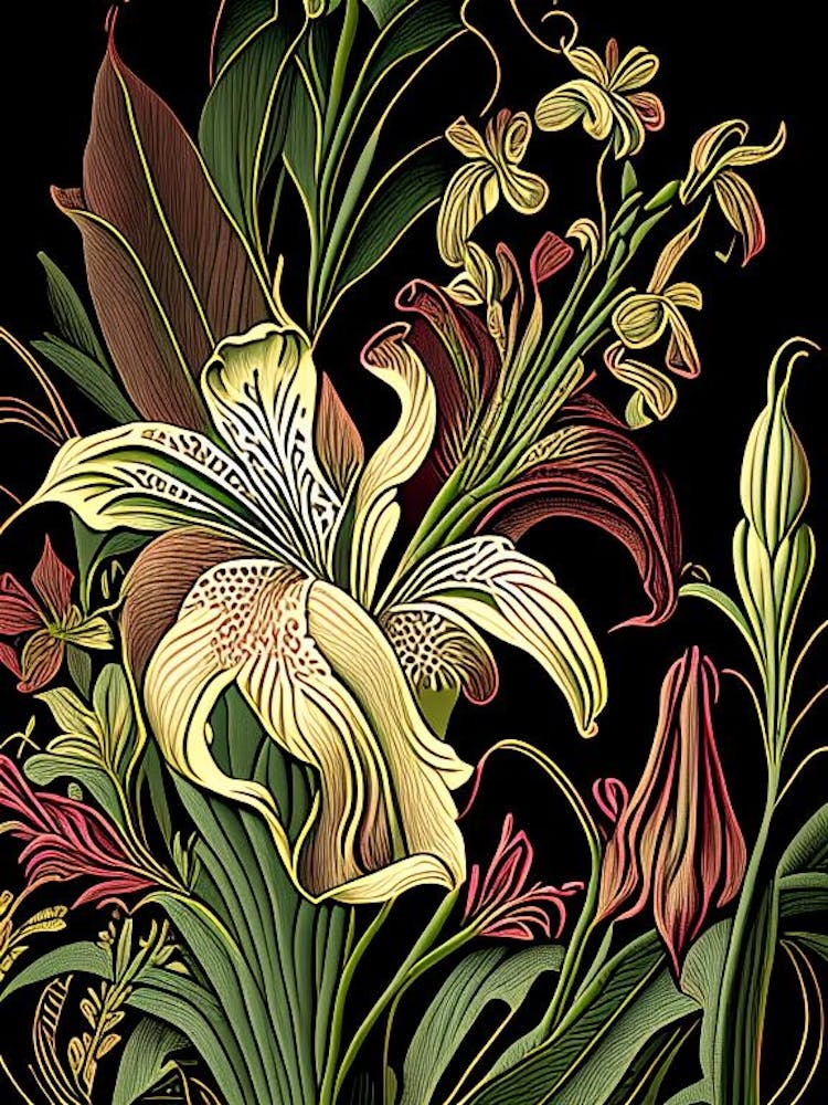 Lily Floral 2 Botanical Vintage Poster Flower