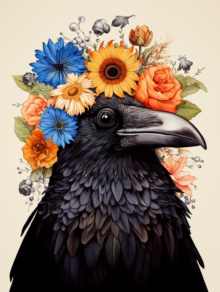 Bird With A Flower Crown Crow 2