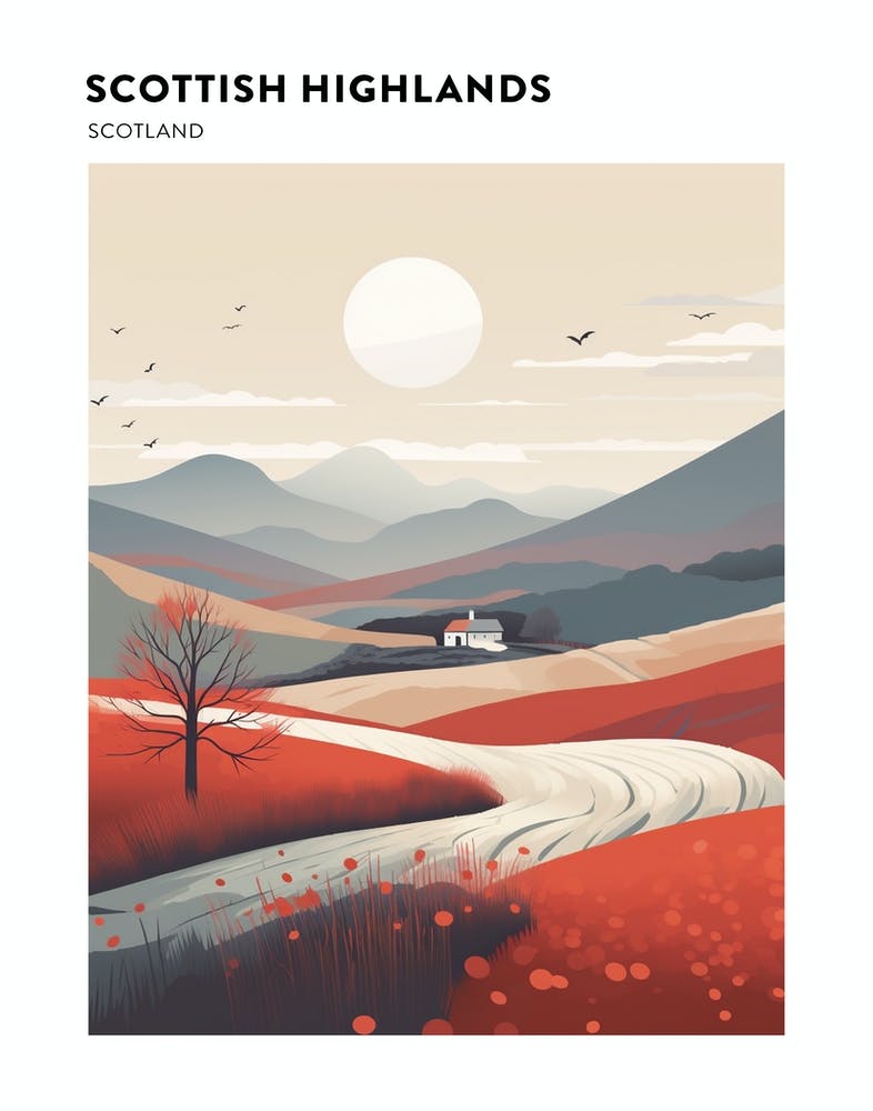 Scottish Highlands Scotland 3 Hiking Trail Landscape Poster