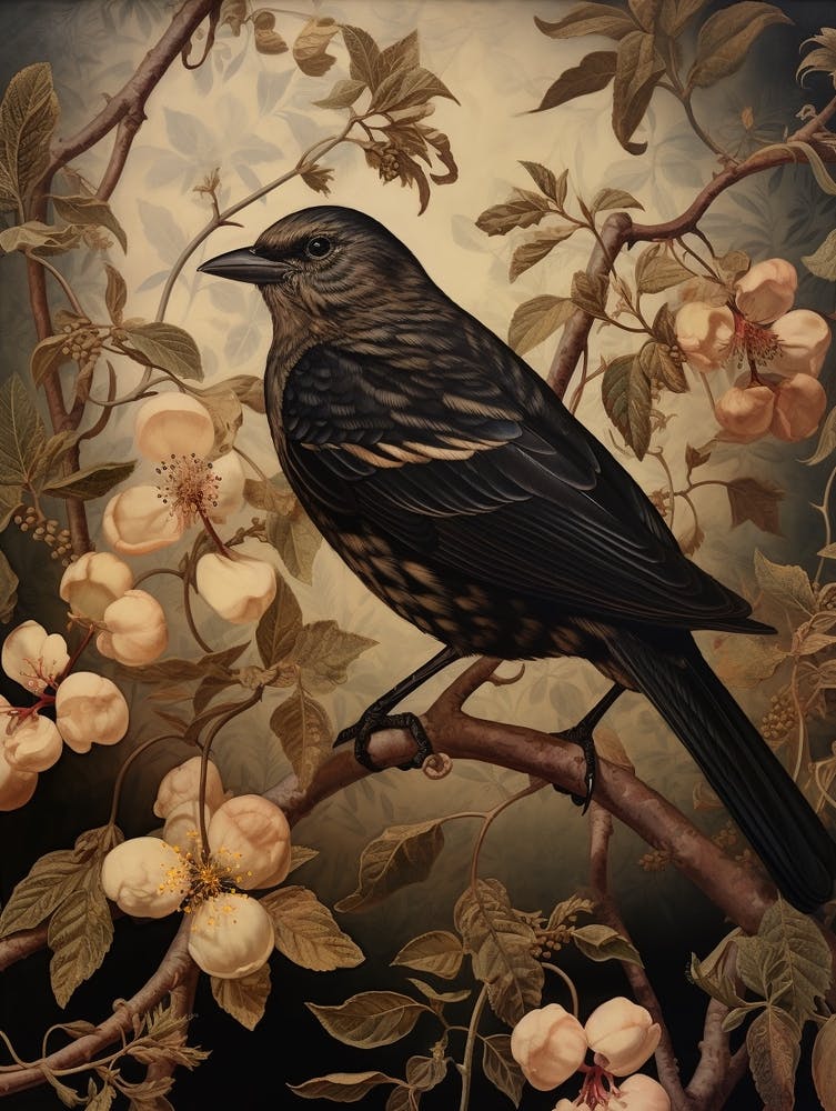 Dark And Moody Botanical Finch 1