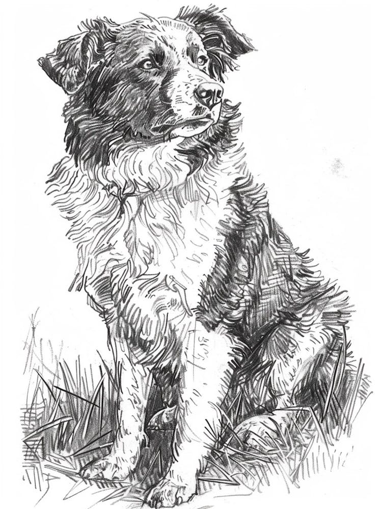 Australian Shepherd Dog Line Sketch 1