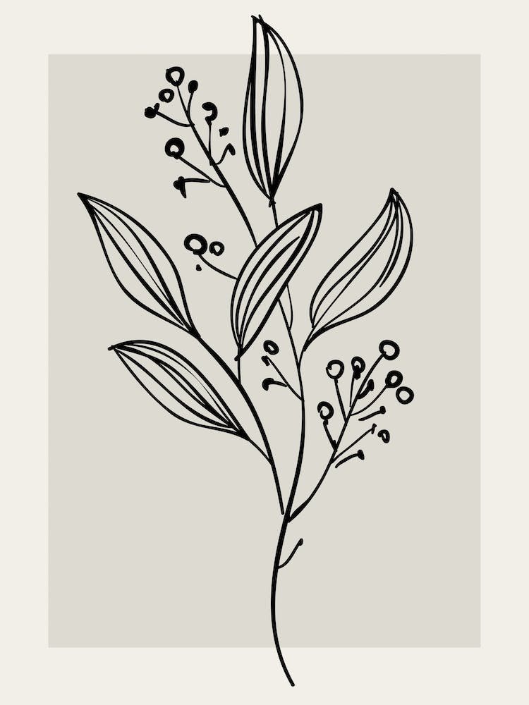 Neutral Wall Floral Botanical Line Art Minimalist Modern Bedroom Living 5