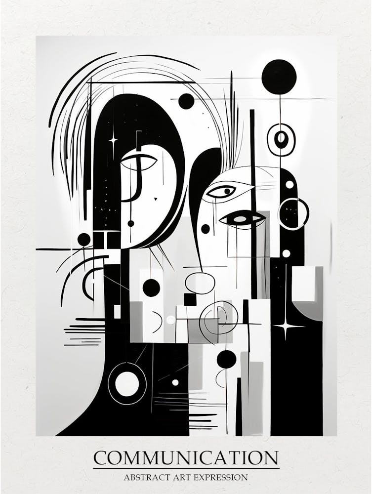 Communication Abstract Black And White 4 Poster