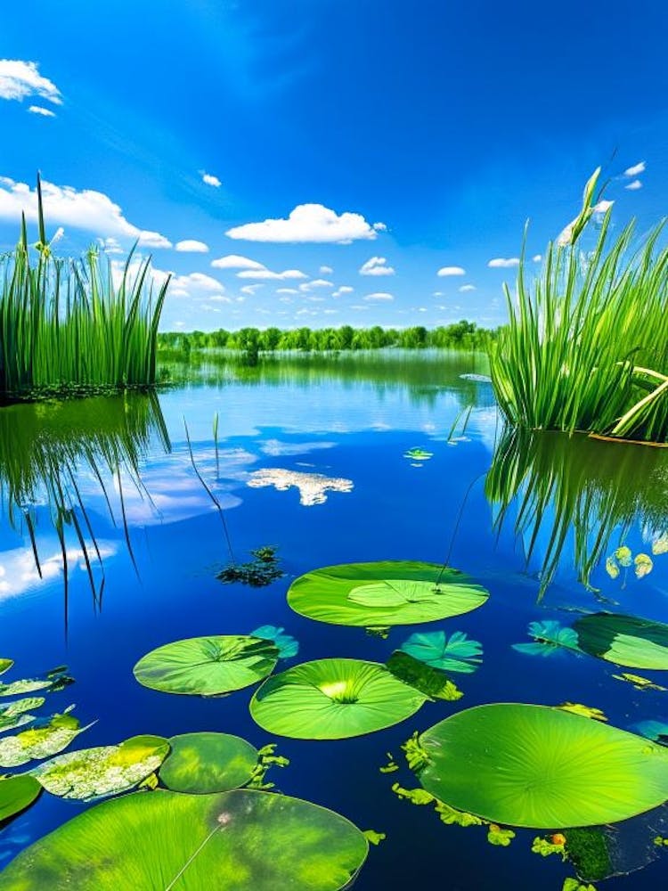 Pond With Lily Pads Water Waterscape Photography 1