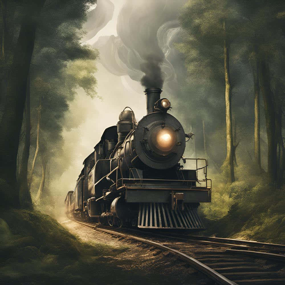 Steam Train In The Woods