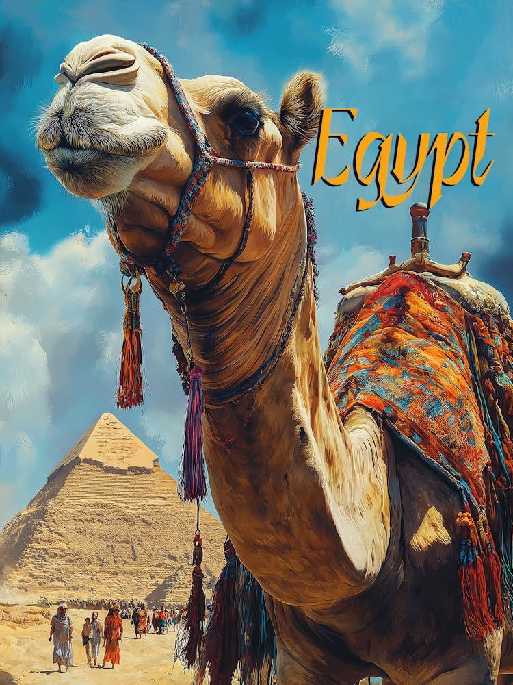 Egypt Giza Pyramids Vintage Travel Poster