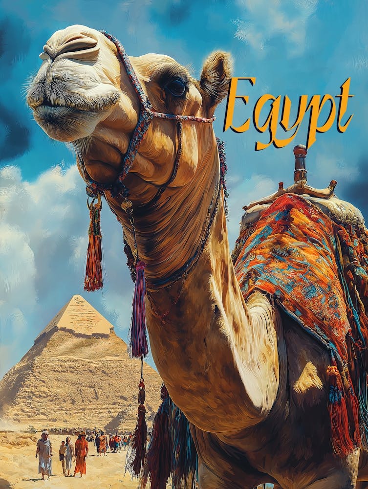 Egypt Giza Pyramids Vintage Travel Poster