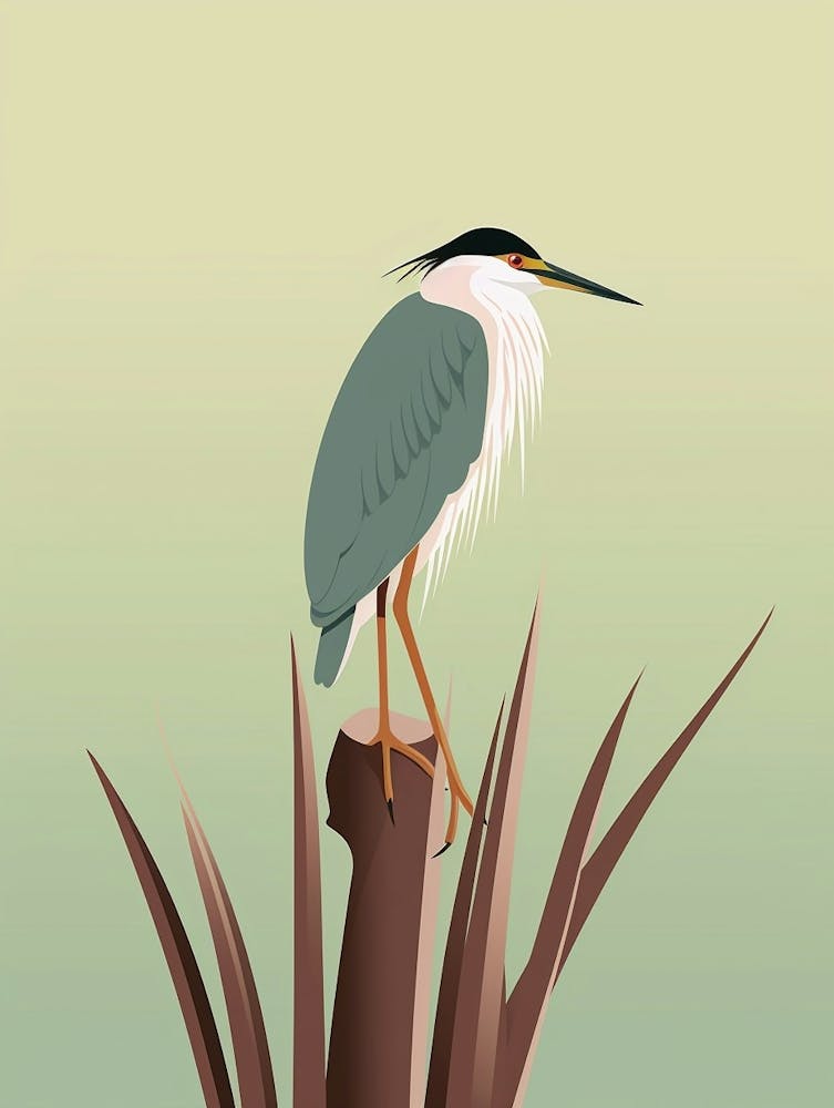 Minimalist Green Heron 3 Illustration