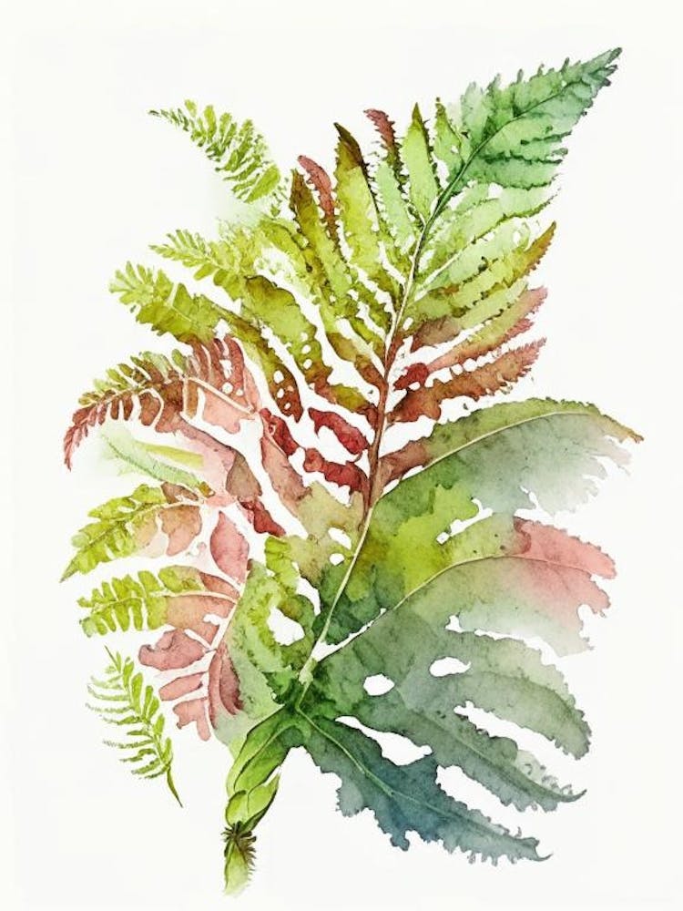 Painted Fern Wildflower Watercolour