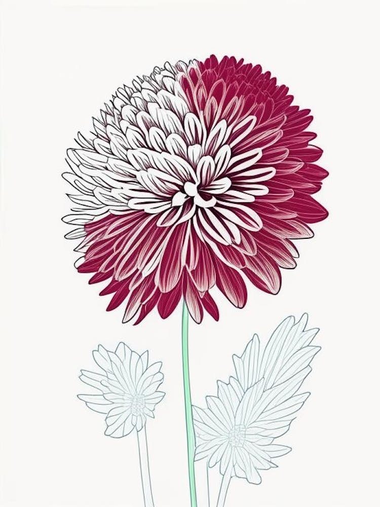 Chrysanthemum Floral Minimal Line Drawing 1 Flower