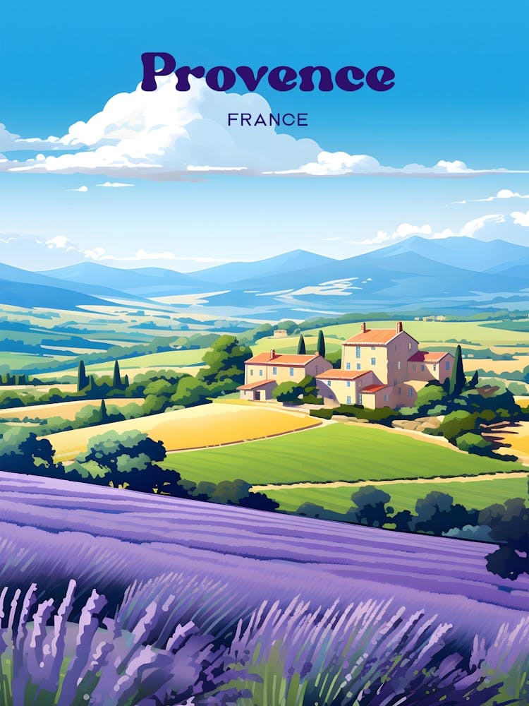 Provence France Lavender Modern Travel Art