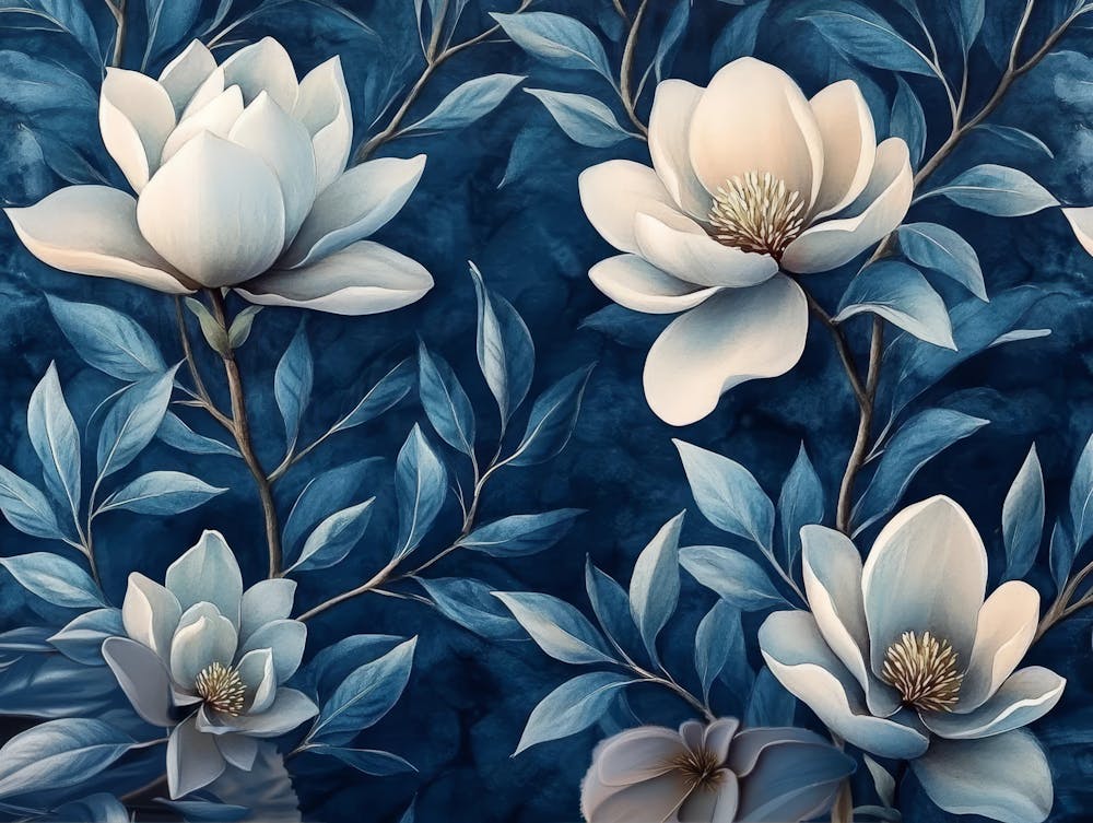 Luxurious 3D magnolia tropical flowers