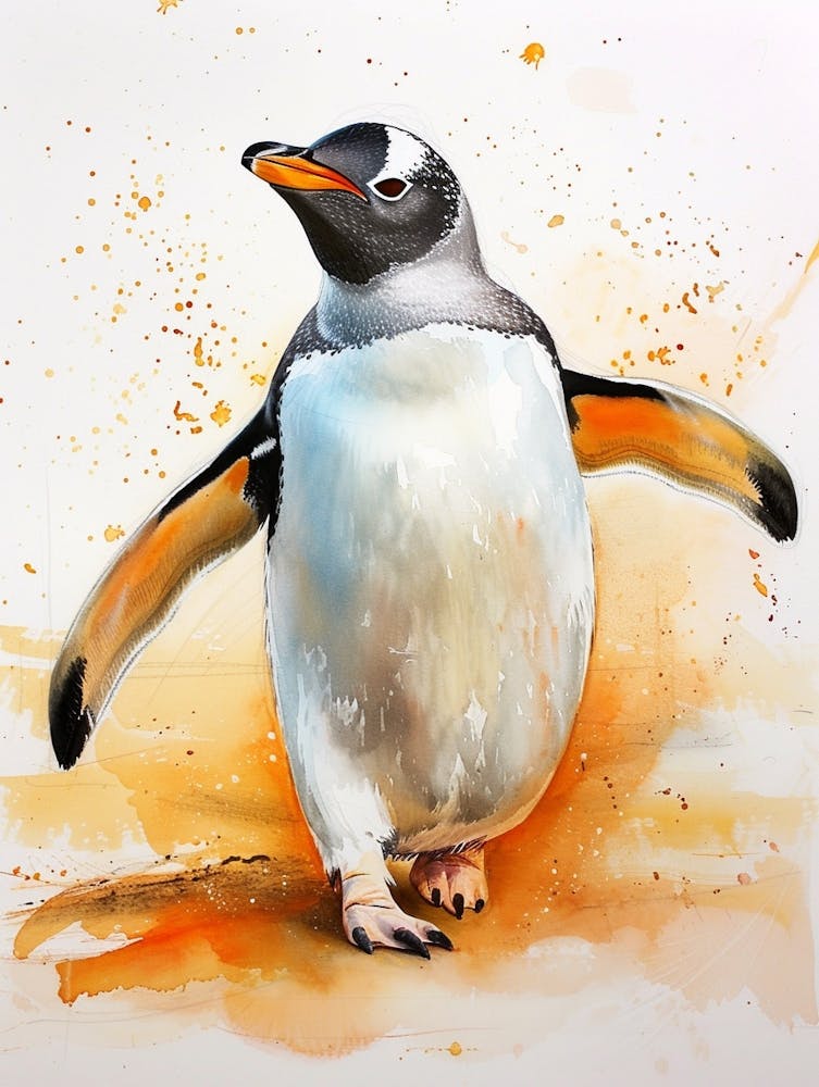 Humboldt Penguin Sea Lion Island Watercolour Painting 3