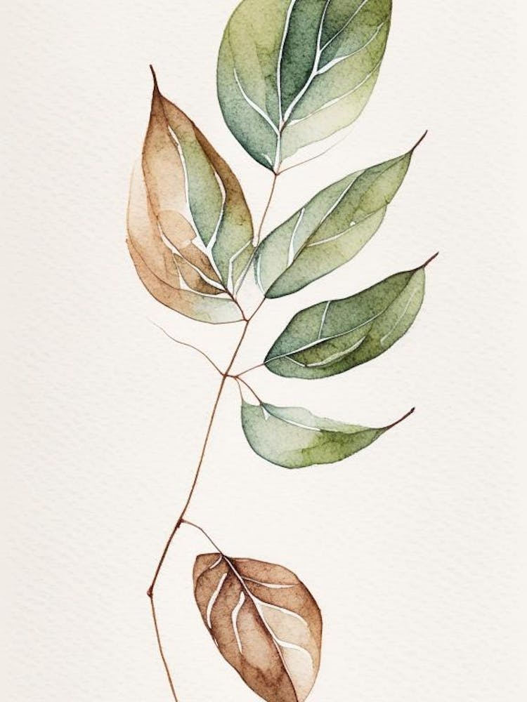 Wild Sarsaparilla Leaf Minimalist Watercolour 2