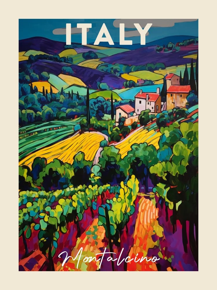 Montalcino Italy 4 Fauvist Painting Travel Poster