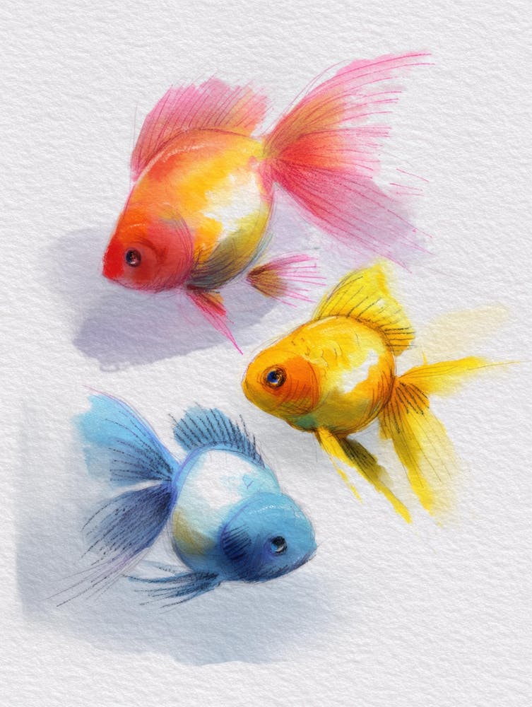 Aquarelle de poissons rouges 1