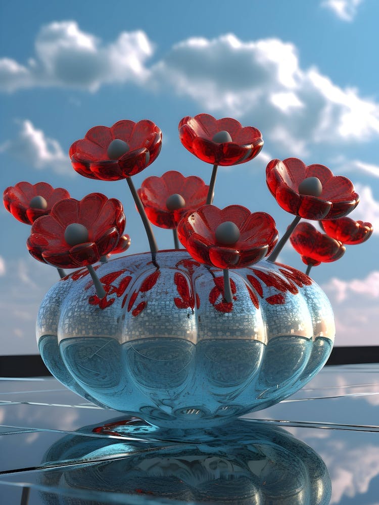 Red Flowers In A Vase