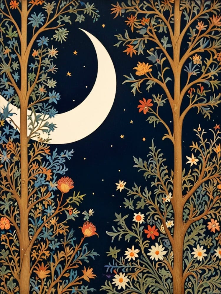 William Morris Mond In Den Bäumen 4