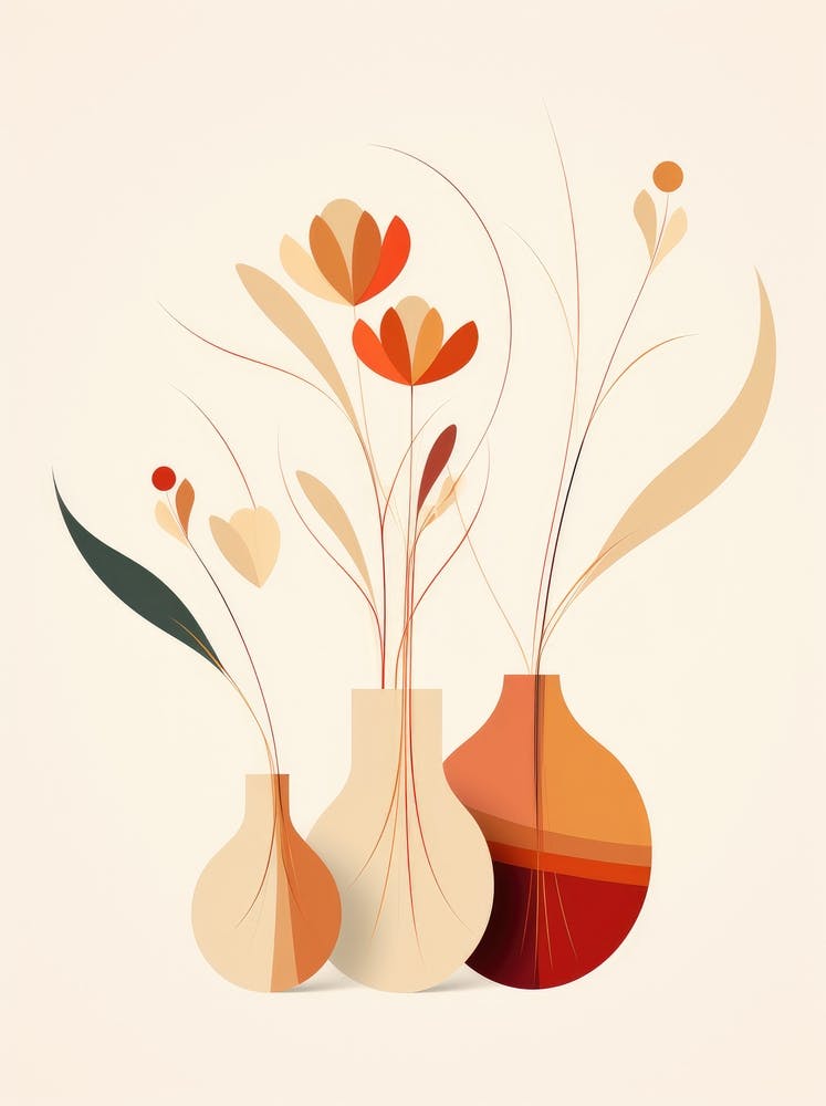 Three Vases With Flowers