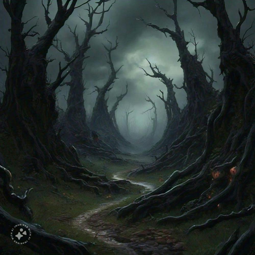 Scary dark forest