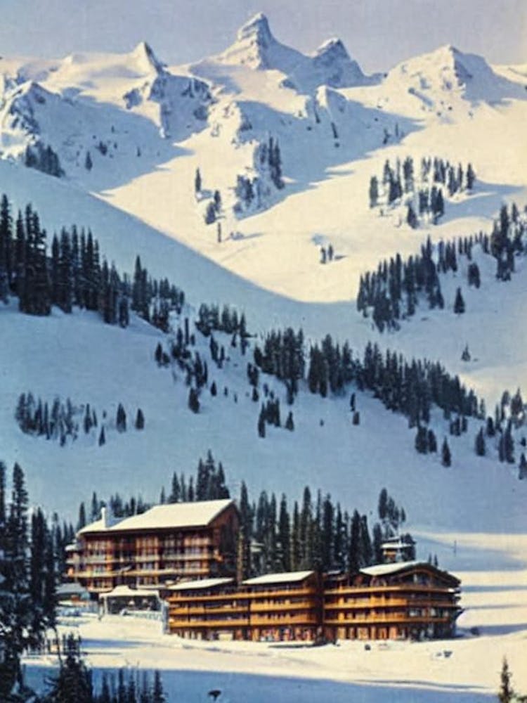 Flaine, France Ski Resort Vintage Landscape 1 Skiing Poster