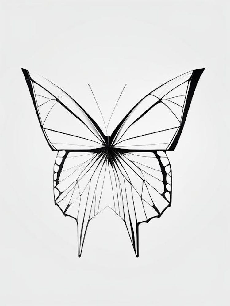 Butterfly Outline Black & White Geometric 2