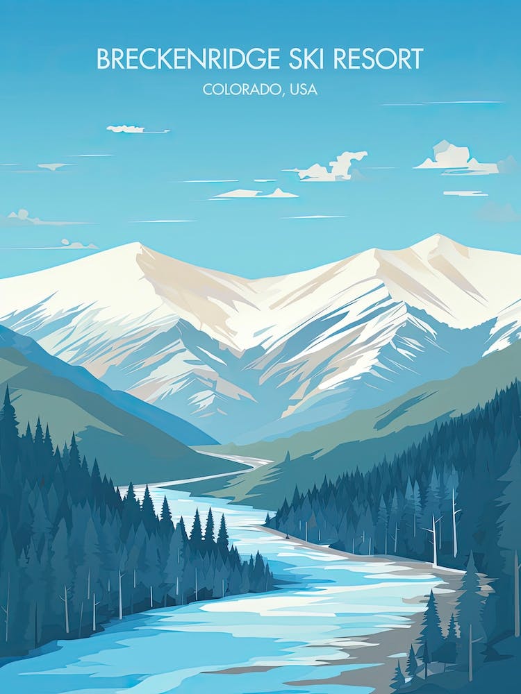 Poster Of Breckenridge Ski Resort   Colorado, Usa, Ski Resort Illustration 0