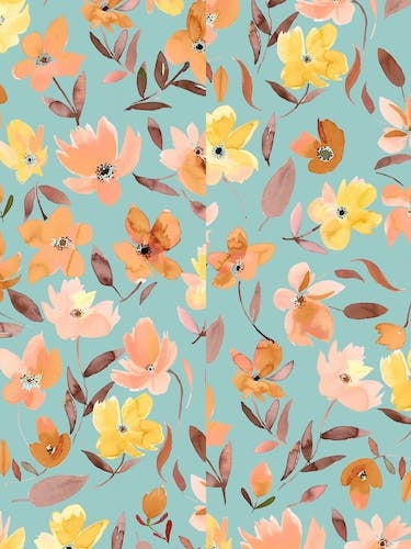 Fresh Flowers Yellow Teal