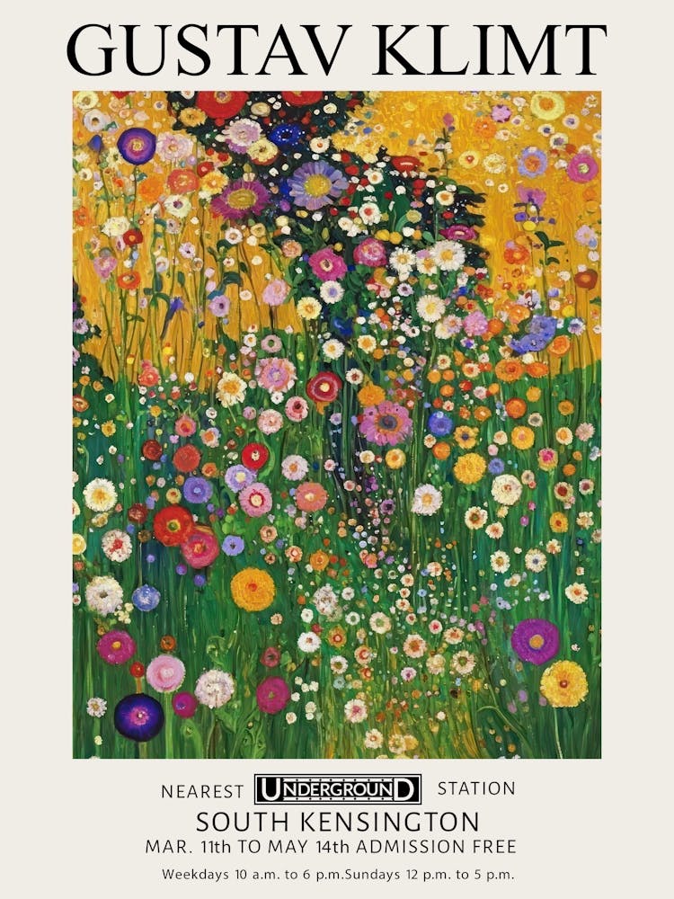 Gustav Klimt Wild Flower Garden Yellow Vintage Exhibition